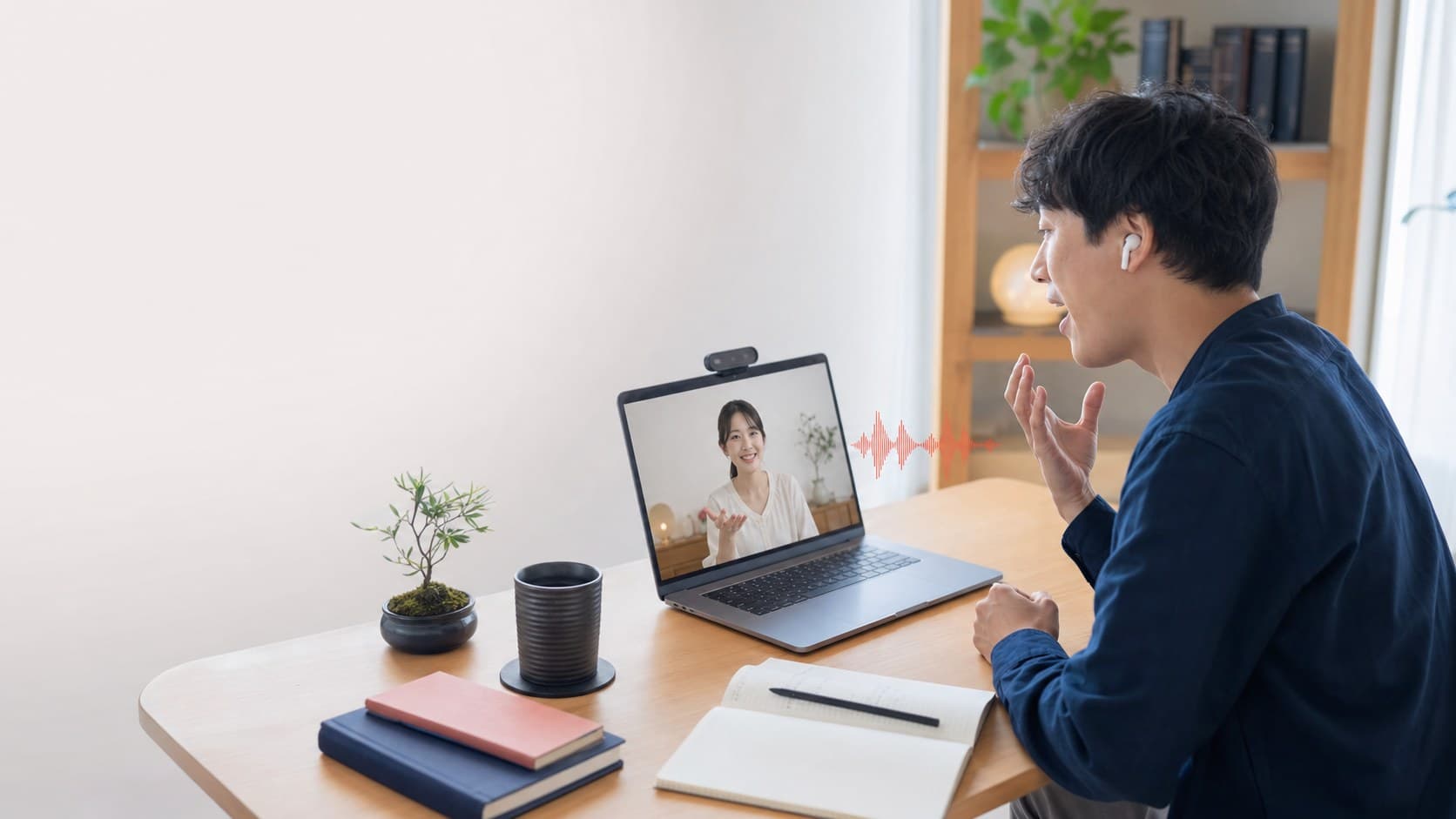オンラインで日本語の発音を練習する学習者